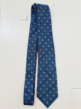 Suitsupply Blue Tie with Orange Floral Dot Pattern